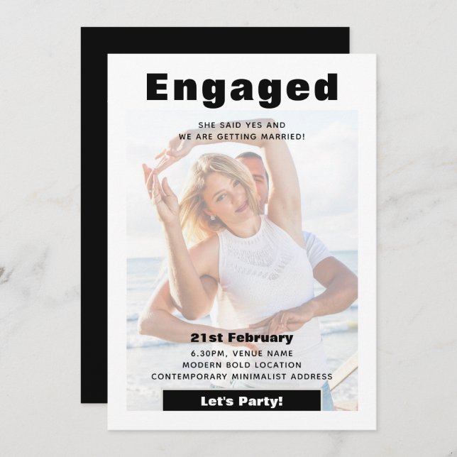 Invitation Fiançailles de Mariage de photos de superposition  (Devant / Derrière)