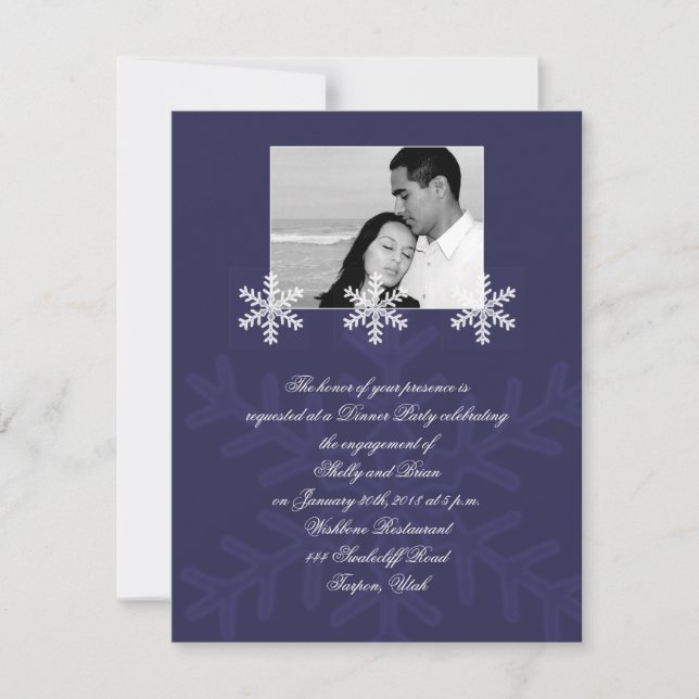 Invitation Fiançailles de mariage d'hiver de la flotte Blue S (Devant)