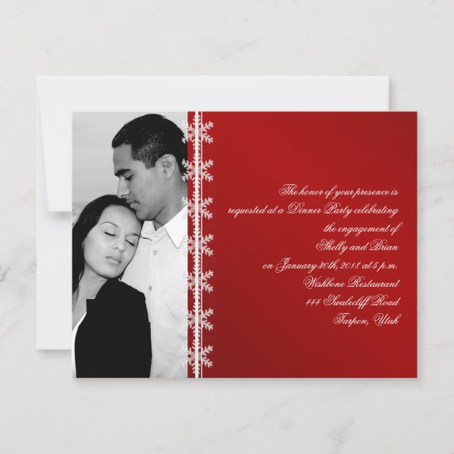 Invitation Fiançailles de mariage d'hiver du Faucon rouge bla (Devant)