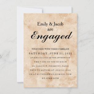 Invitation Fiançailles de mariage élégant en marbre