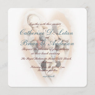 Invitation Fiançailles de mariage Heart of Seashells Beach We