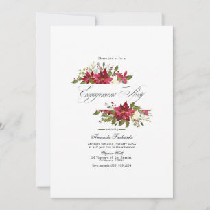 Invitation Fiançailles de Noël au Poinsettia et au Houx à l'a