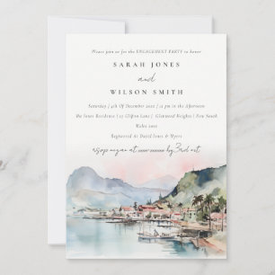 Invitation Fiançailles de paysage aquarelle Kauai Hawaï