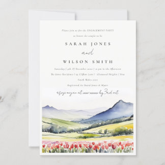 Invitation Fiançailles de paysage floral de printemps de pays