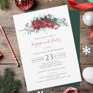 Invitation Fiançailles de script floral de Noël