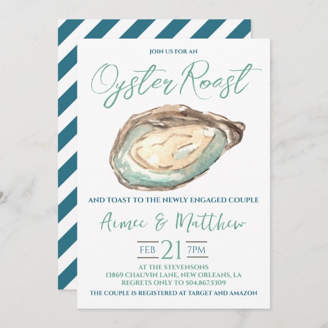 Invitation Fiançailles de toast Oyster (Devant / Derrière)