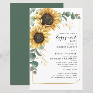Invitation Fiançailles de tournesol floral Eucalyp