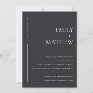 INVITATION FIANÇAILLES DE TYPOGRAPHIE BLANC ET NOIR MINIMAL