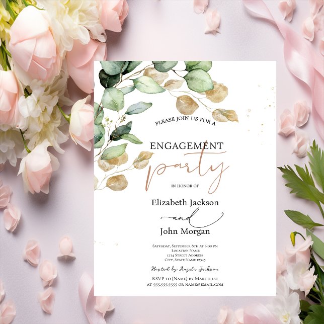 Invitation Fiançailles de verdure botanique d'eucalyptus (Créateur téléchargé)