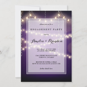Invitation Fiançailles des feux étoilés de la partie violette