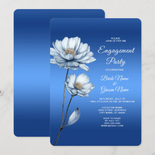Invitation Fiançailles des fleurs d'aquarelle bleu