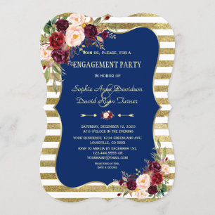 Invitation Fiançailles d'or Floral Blush de la Royal Navy