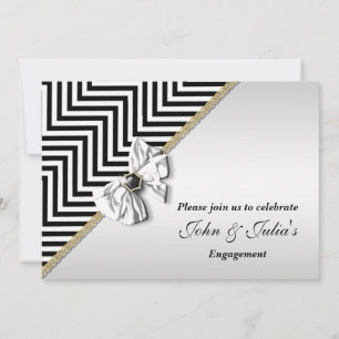 Invitation fiançailles du chevron noir blanc CUSTOM