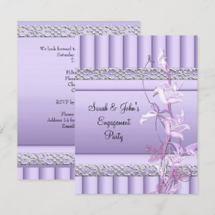 Invitation Fiançailles Élégant Douce Jolie Florale Lilas