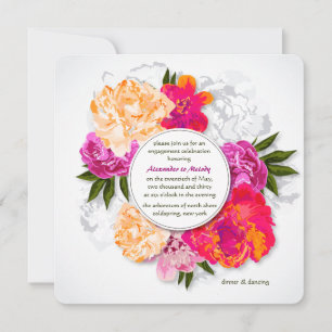 Invitation Fiançailles Elegant Peonies