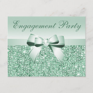 Invitation Fiançailles en bon état imprimé de paillettes,
