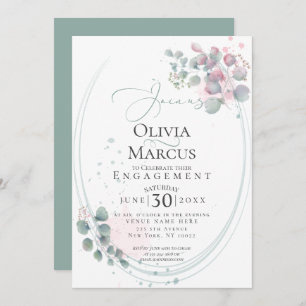 Invitation FIANÇAILLES   Eucalyptus Foliage d'aquarelle moder