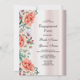 Invitation Fiançailles Fleur de Pivoine Aquarelle