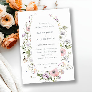 Invitation Fiançailles Fleur sauvage rose pâle