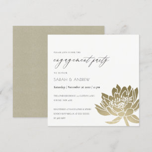 Invitation Fiançailles FLORAL GLAMOROUS OR BLANC LOTUS