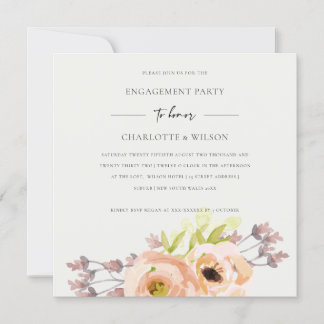 INVITATION FIANÇAILLES FLORAL MOUILLÉ DE ROSE BLANC BLANC PEA