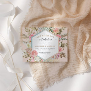Invitation Fiançailles florale bohème moderne