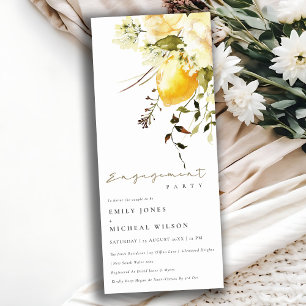 Invitation Fiançailles Florales Aquarelle Jaune Bohème