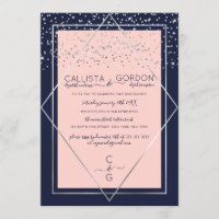 Fiançailles frontalier Marine Pink Silver Confetti