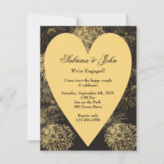 Invitation Fiançailles Gold Heart