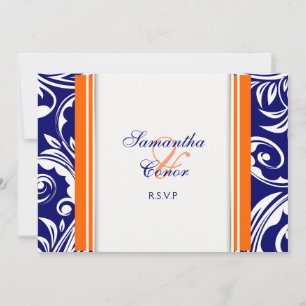 Invitation Fiançailles mariage bleu orange