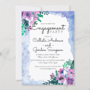 Invitation Fiançailles Mariage couleur  bleu violet