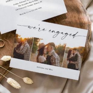 Invitation Fiançailles Mariage de Collage de photos Simple Sc