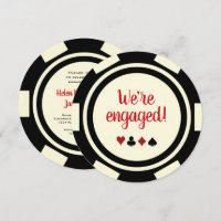 Fiançailles Mariage de puces de poker blanc noir
