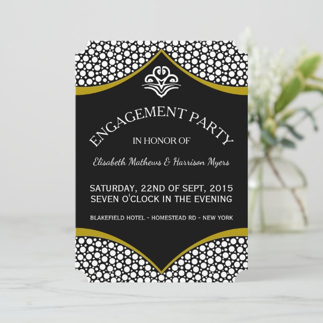 Invitation Fiançailles Mariage Diamond Gold (Debout devant)