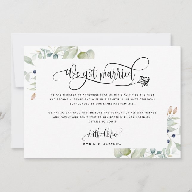 Invitation Fiançailles Mariage Nous sommes mariés Annonce de  (Devant)