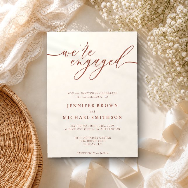 Invitation Fiançailles Mariage simple Terracotta (Créateur téléchargé)