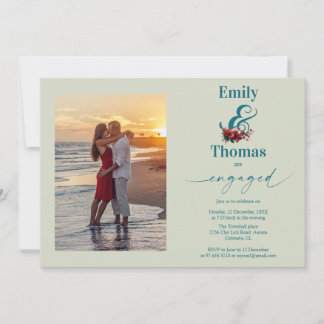 Invitation Fiançailles minimaliste à mariage floral