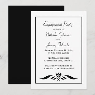 Invitation Fiançailles minimalistes PaFloral Noir Blanc Moder