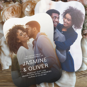 Invitation Fiançailles moderne à fond saigné Photos de mariag