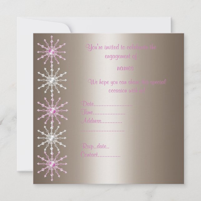 INVITATION FIANÇAILLES MODERNE ROSE ET ARGENT CRIS (Devant)