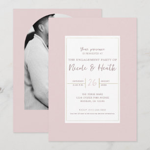 Invitation Fiançailles modernes minimalistes rose huître et o