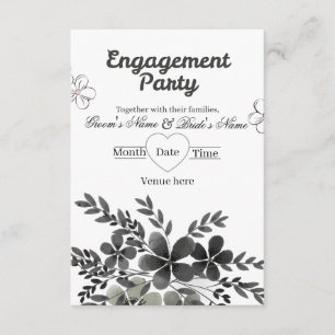 Invitation Fiançailles monochromes minimalistes élégantes