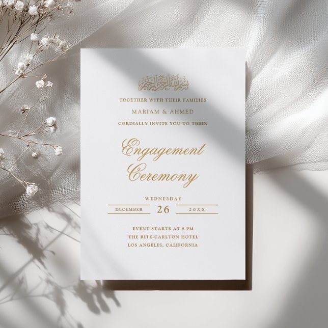 Invitation Fiançailles Musulmanes de Calligraphie Moderne Min (Créateur téléchargé)