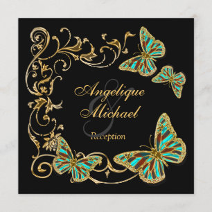 Invitation Fiançailles noir de mariage de RÉCEPTION de