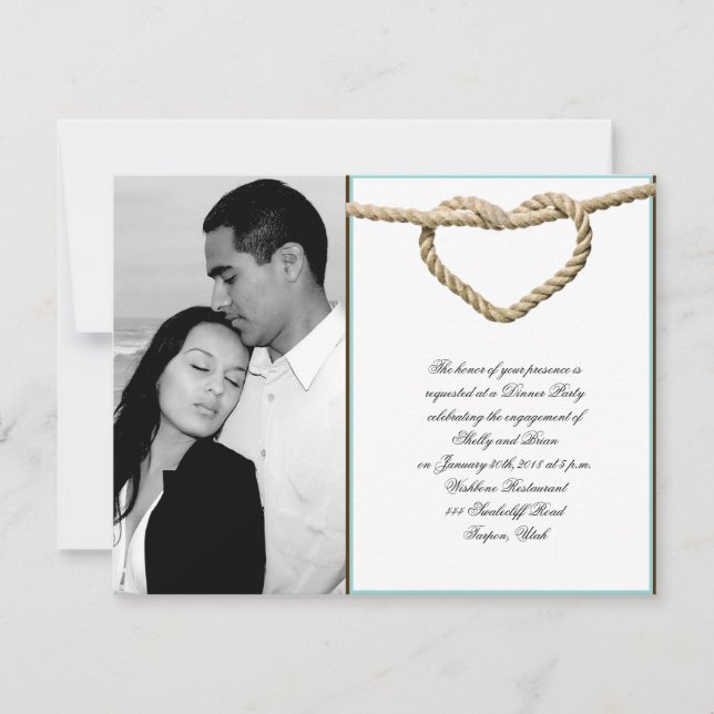 Invitation Fiançailles occidental de mariage de noeud d'amour (Devant)