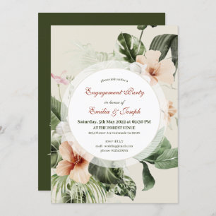 Invitation Fiançailles pastel hibiscus boho tropical