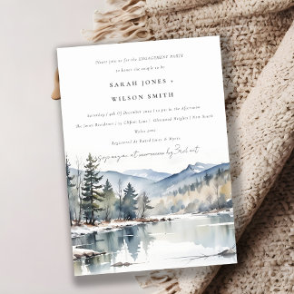 Invitation Fiançailles paysager du lac de la neige d'hiver