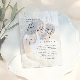 Invitation Fiançailles photo de script simple Mariage photo