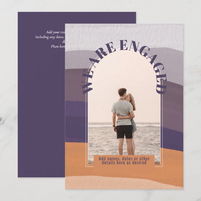 INVITATION FIANÇAILLES PHOTO MODERNE - Couleurs mi (Devant / Derrière)