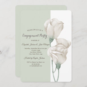 Invitation Fiançailles Rose chic aux fleurs blanches